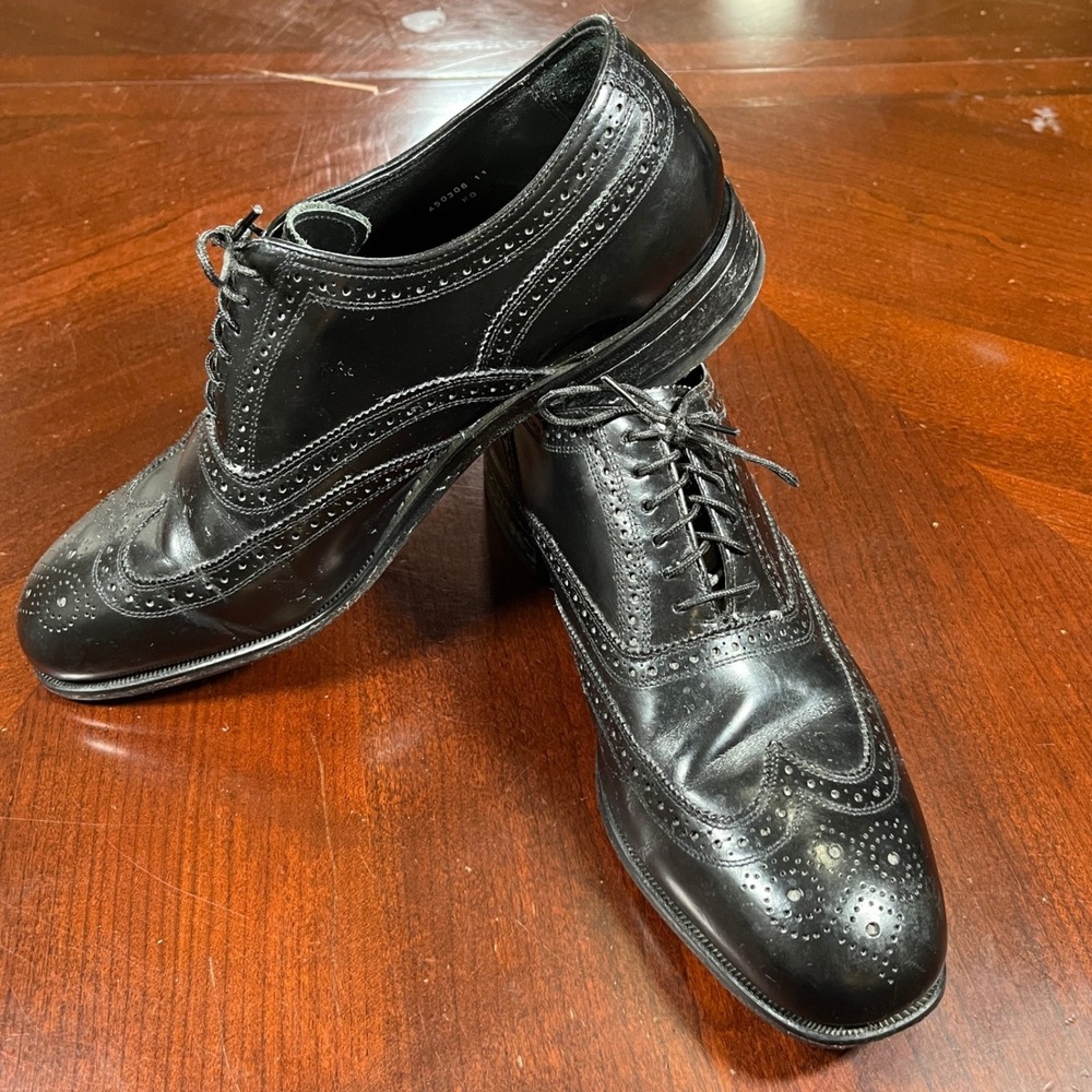 Florsheim Men Black Leather Wingtip Oxford Brogue Dress Shoes 450306 Size 11 Guc